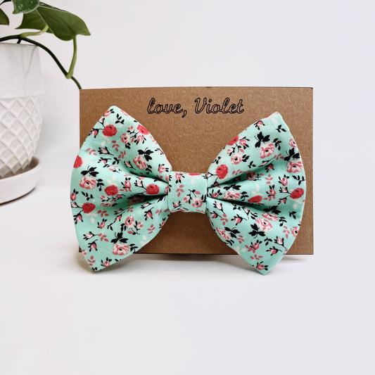 Turquoise Flowers Bow Tie